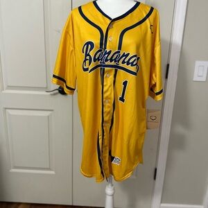 Yellow Baseball Jersey with Blue Accents